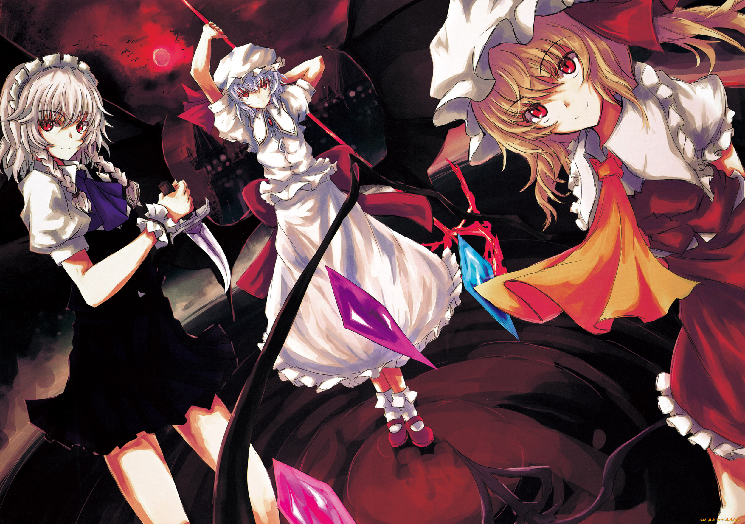 , touhou, flandre, scarlet, remilia, izayoi, sakuya